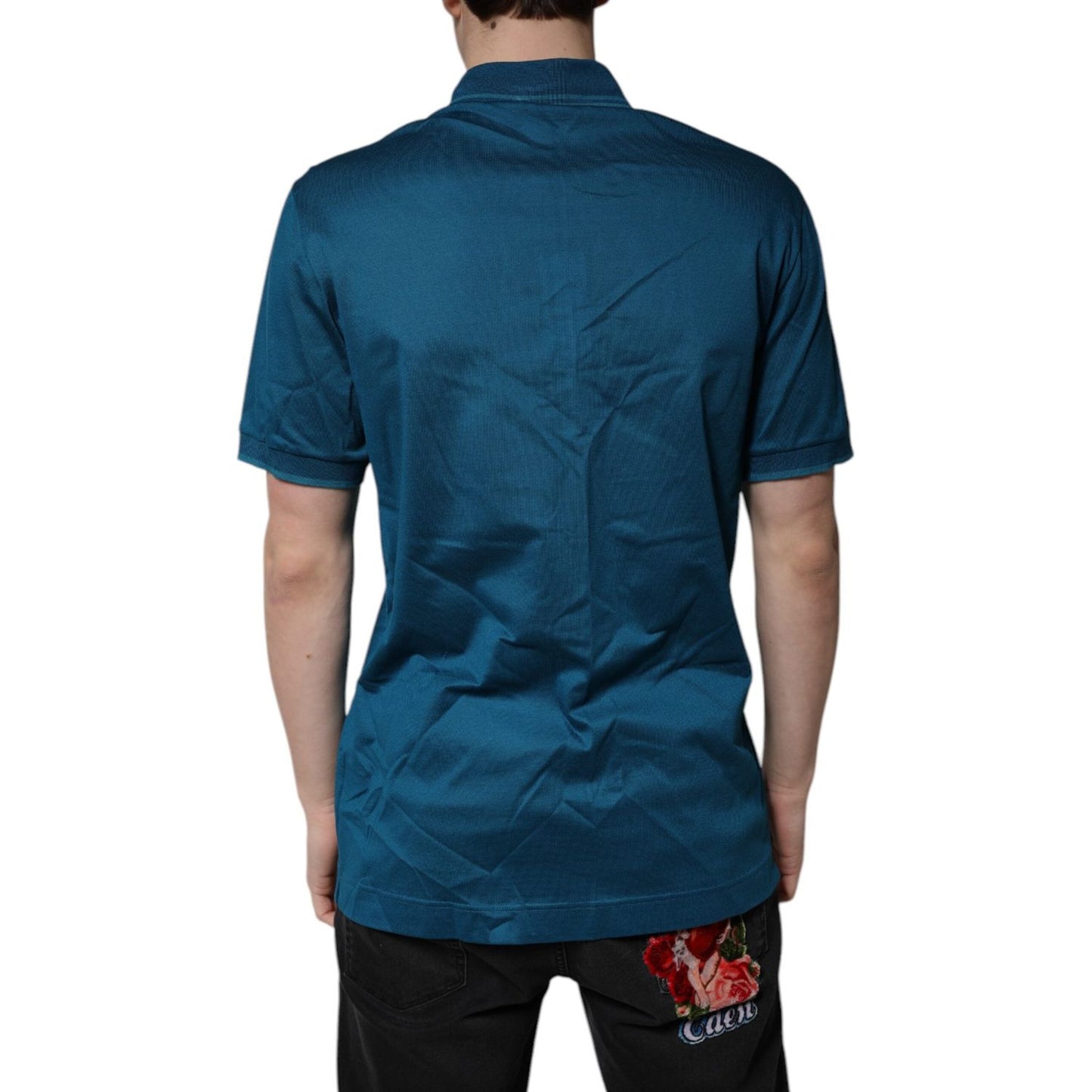 Dolce & Gabbana Blue Logo Cotton Men Polo Shirt T-shirt TSH90104-52