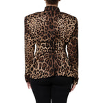 Dolce & Gabbana Brown Leopard Silk Button Down Coat Jacket JKT41388-36