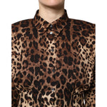 Dolce & Gabbana Brown Leopard Silk Button Down Coat Jacket JKT41388-36