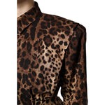 Dolce & Gabbana Brown Leopard Silk Button Down Coat Jacket JKT41388-36
