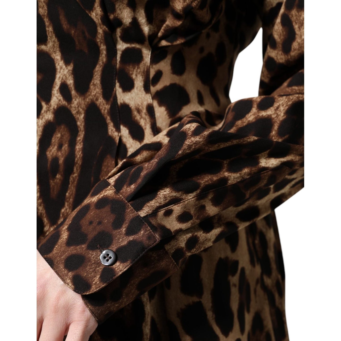 Dolce & Gabbana Brown Leopard Silk Button Down Coat Jacket JKT41388-36