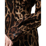 Dolce & Gabbana Brown Leopard Silk Button Down Coat Jacket JKT41388-36