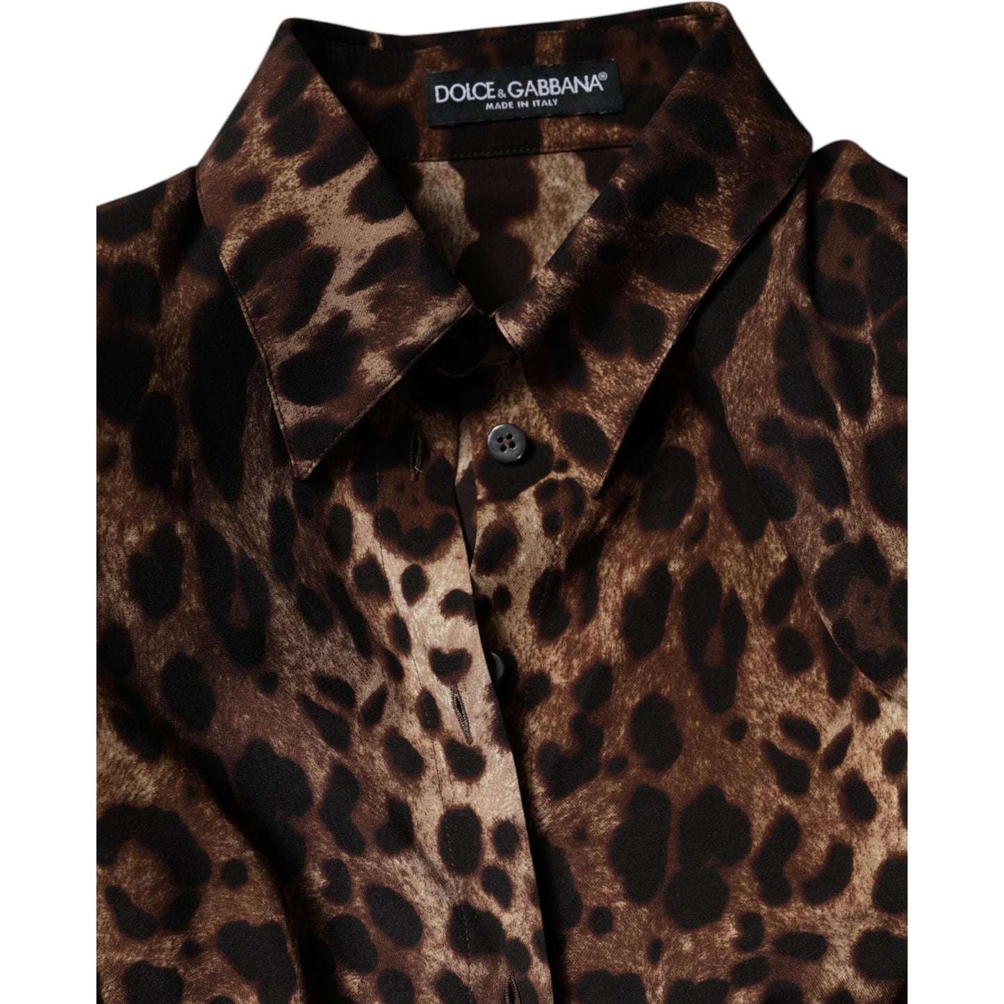 Dolce & Gabbana Brown Leopard Silk Button Down Coat Jacket JKT41388-36