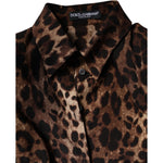 Dolce & Gabbana Brown Leopard Silk Button Down Coat Jacket JKT41388-36