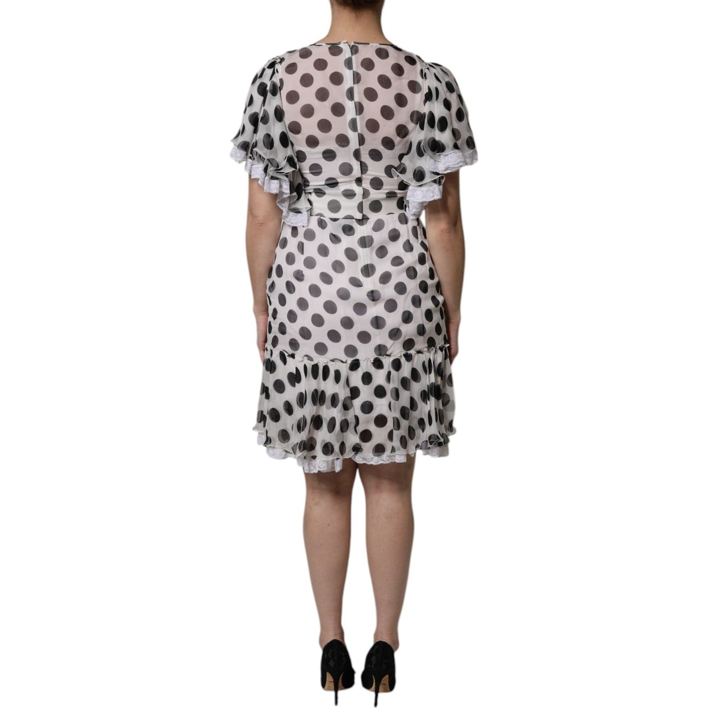 Dolce & Gabbana White Polka Dotted Silk Blend A-line Dress DR81640-36