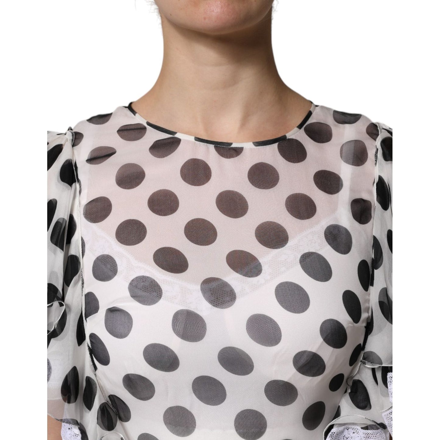 Dolce & Gabbana White Polka Dotted Silk Blend A-line Dress DR81640-36