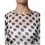 Dolce & Gabbana White Polka Dotted Silk Blend A-line Dress DR81640-36