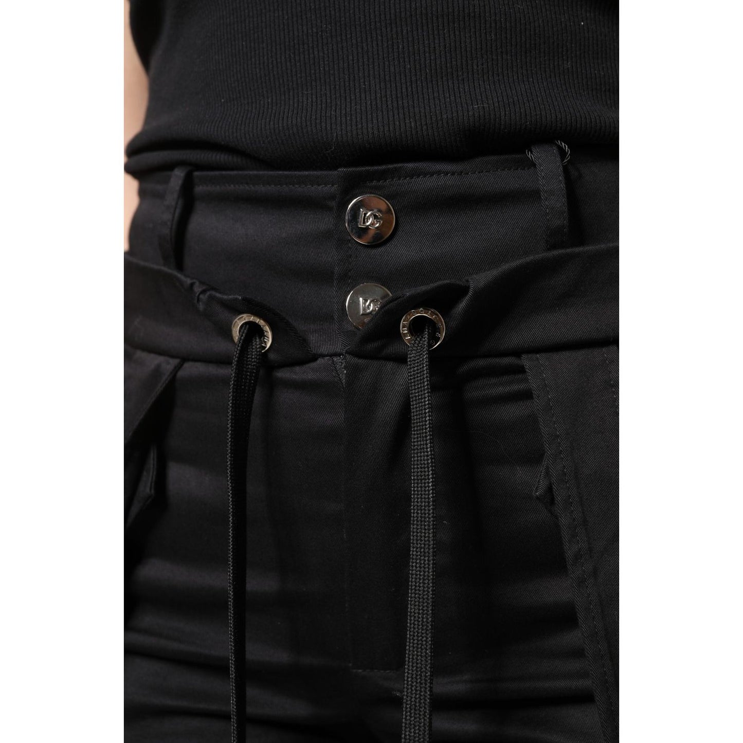 Dolce & Gabbana Black Cotton High Waist Cargo Pants PAN75972-40