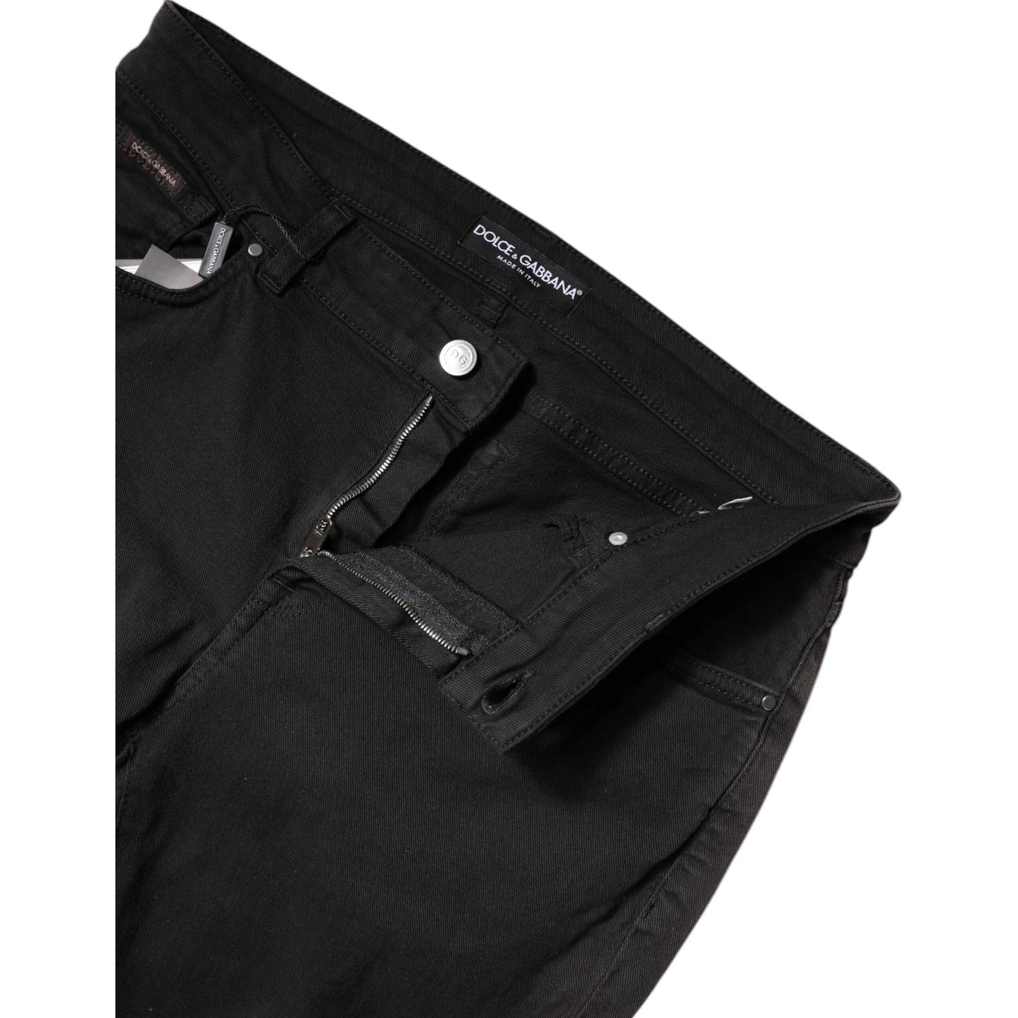 Dolce & Gabbana Black Cotton High Waist Skinny Denim Jeans PAN75973-46