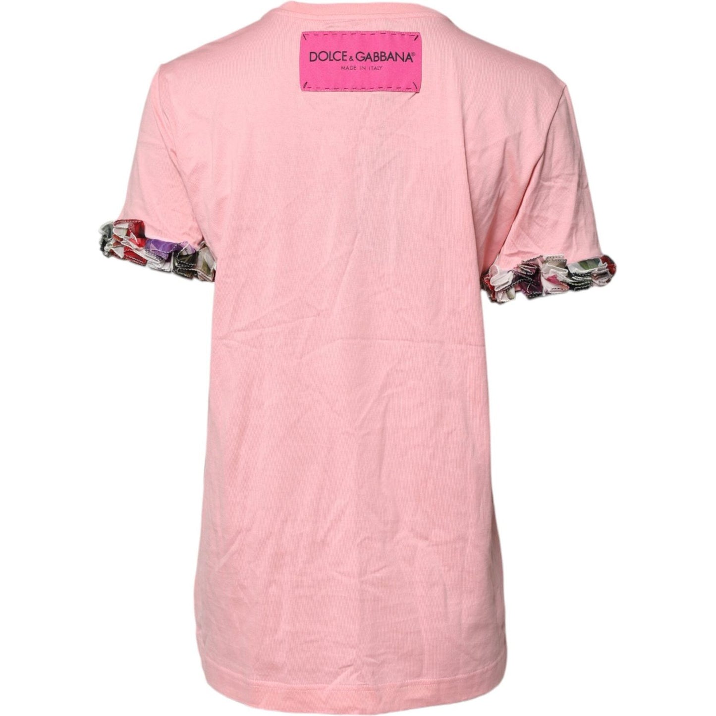 Dolce & Gabbana Pink Logo Print Cotton Crew Neck Tee T-shirt TSH87135-40