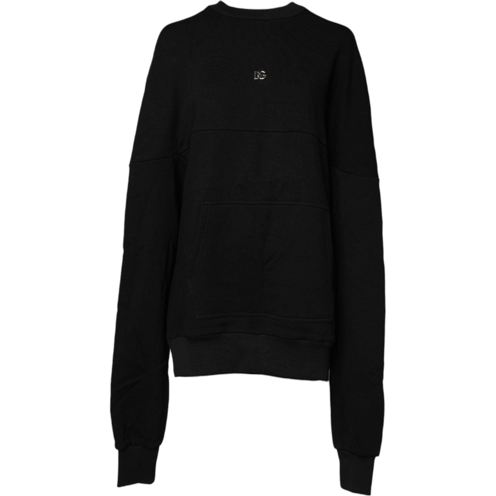 Dolce & Gabbana Black Cotton Crew Neck Sweatshirt Sweater TSH87155-38