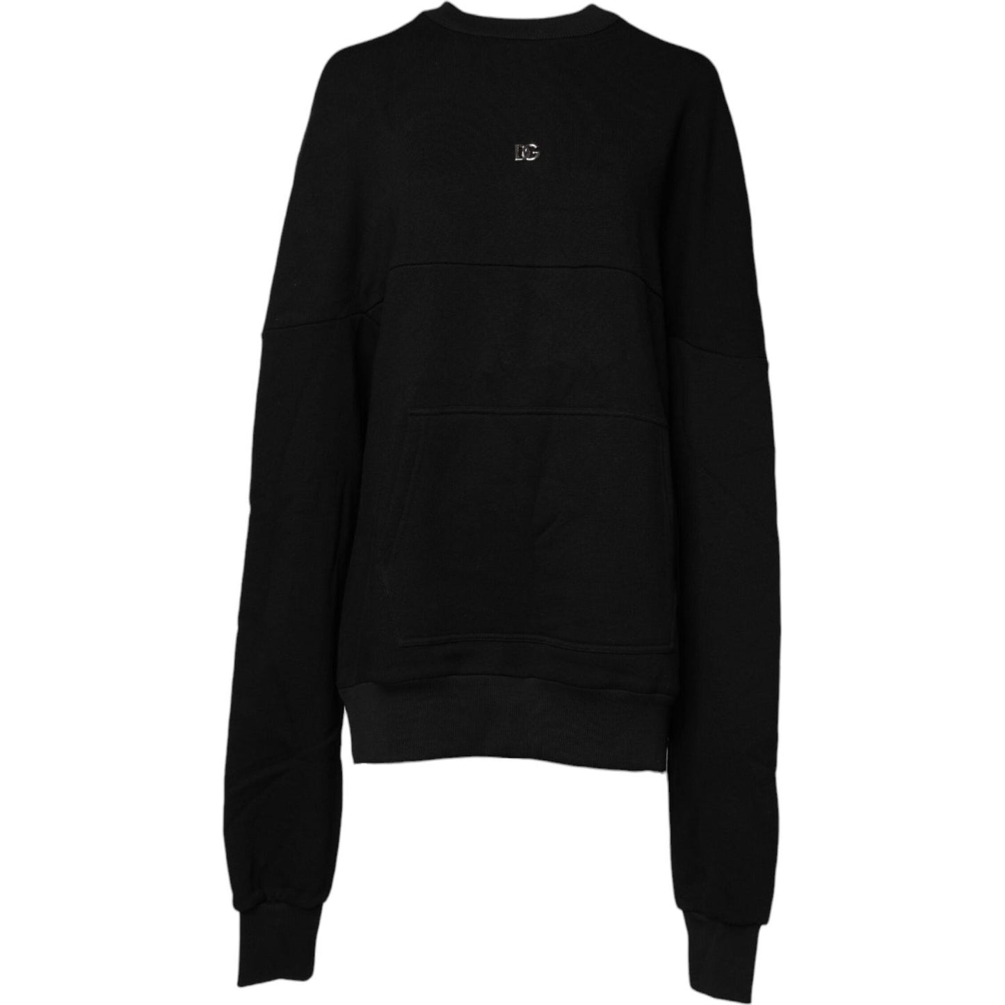 Dolce & Gabbana Black Cotton Crew Neck Sweatshirt Sweater TSH87155-38