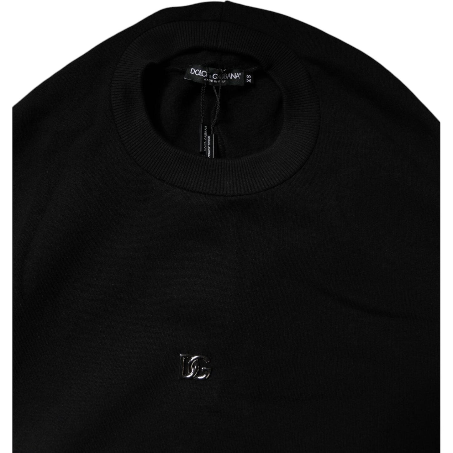 Dolce & Gabbana Black Cotton Crew Neck Sweatshirt Sweater TSH87155-38