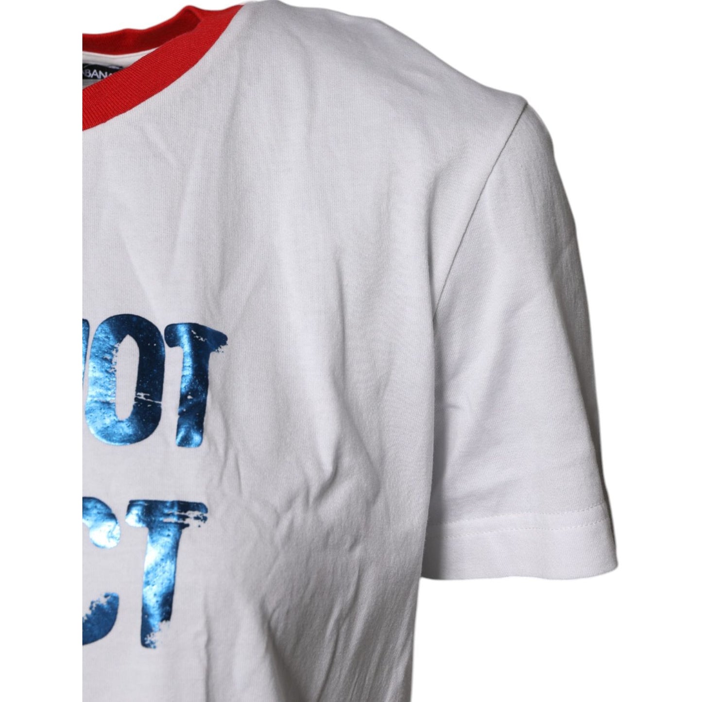Dolce & Gabbana White Graphic Print Cotton Crew Neck T-shirt TSH87274-38