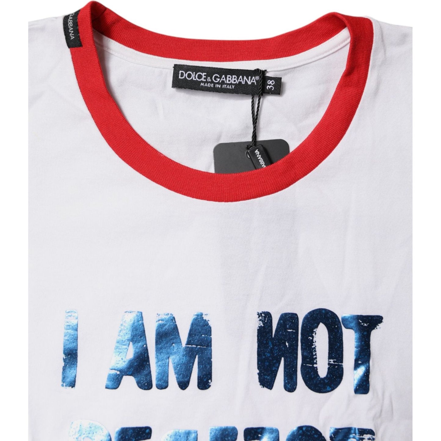 Dolce & Gabbana White Graphic Print Cotton Crew Neck T-shirt TSH87274-38