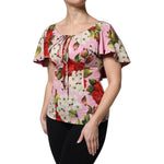 Dolce & Gabbana Pink Floral Silk Short Sleeves Blouse Top TSH90073-40