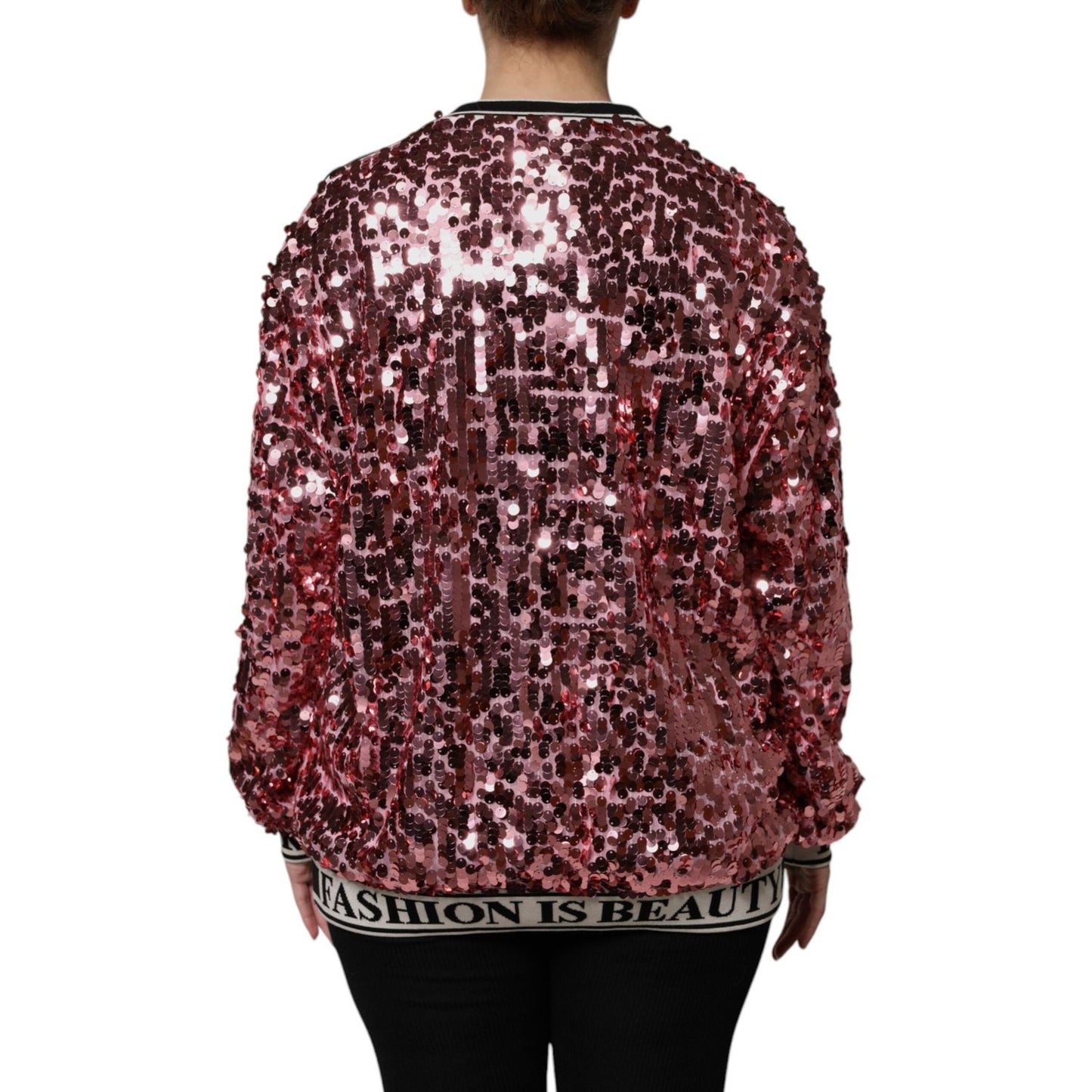 Dolce & Gabbana Pink DG Queen Sequin Pullover Sweater TSH90083-36