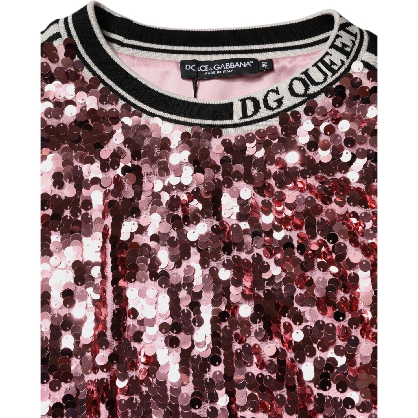Dolce & Gabbana Pink DG Queen Sequin Pullover Sweater TSH90083-36