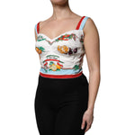 Dolce & Gabbana White Vegetable Print Sweetheart Cropped Top TSH90107-48