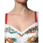 Dolce & Gabbana White Vegetable Print Sweetheart Cropped Top TSH90107-48