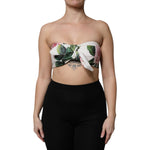 Dolce & Gabbana White Floral Print Cropped Bustier Corset Top TSH90110-40