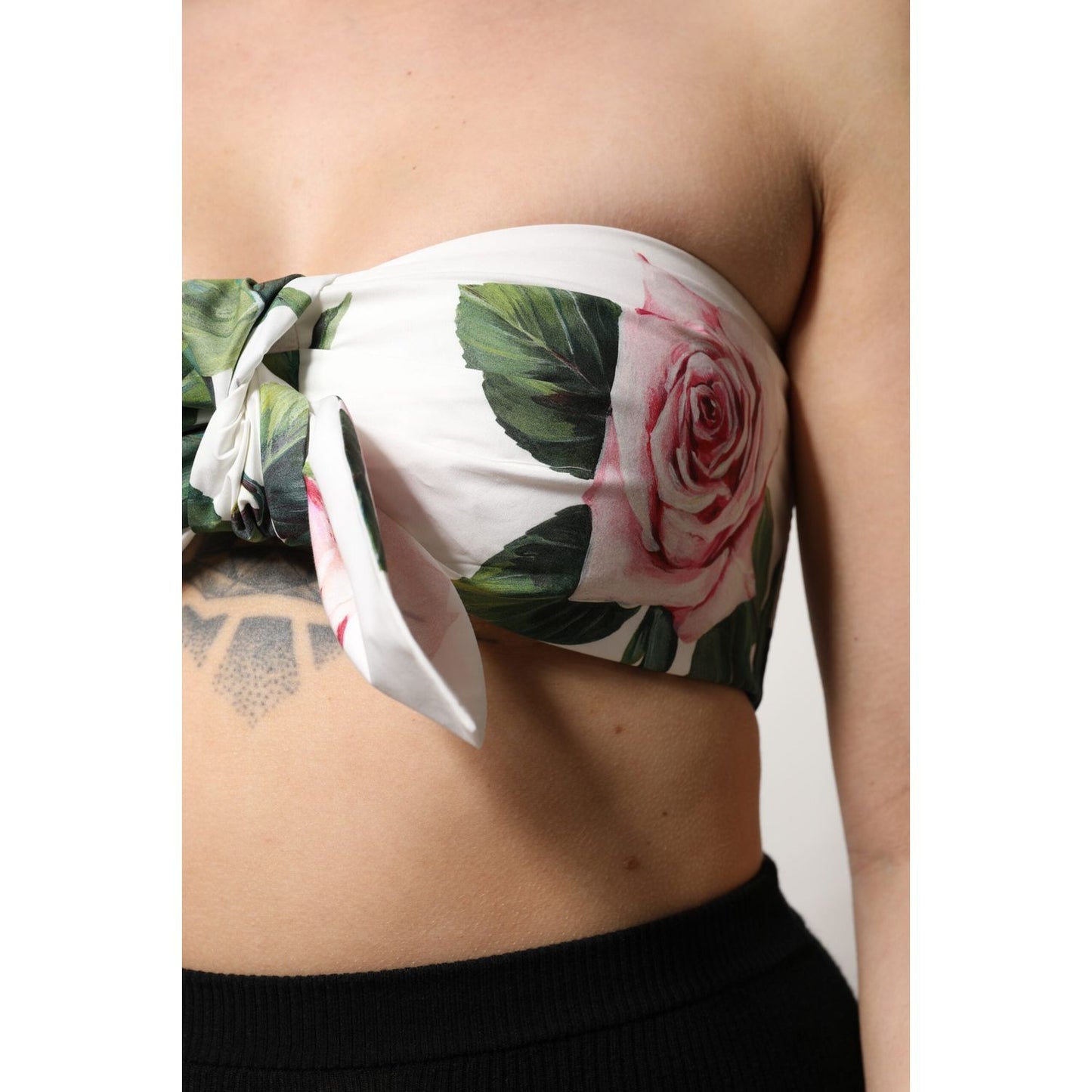 Dolce & Gabbana White Floral Print Cropped Bustier Corset Top TSH90110-40