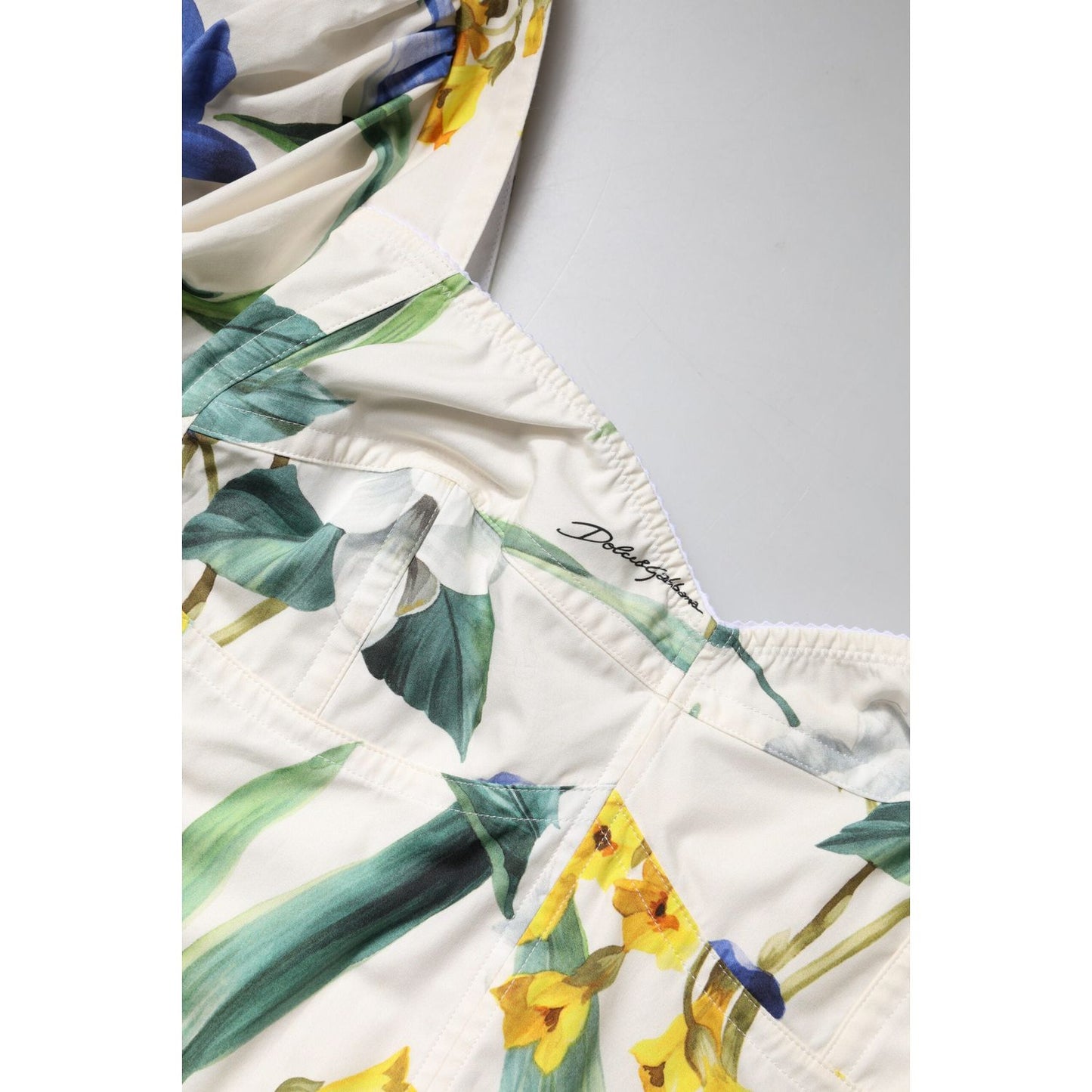 Dolce & Gabbana White Floral Puff Sleeves Crop Blouse Top TSH90123-40