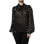 Dolce & Gabbana Black Sheer Tied Neck Polka Dots Blouse Top TSH90241-36