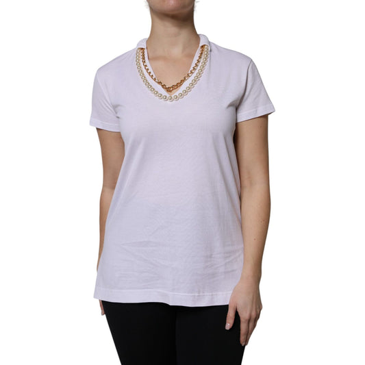 Dolce & Gabbana White Necklace Cotton Short Sleeve T-shirt TSH90242-38