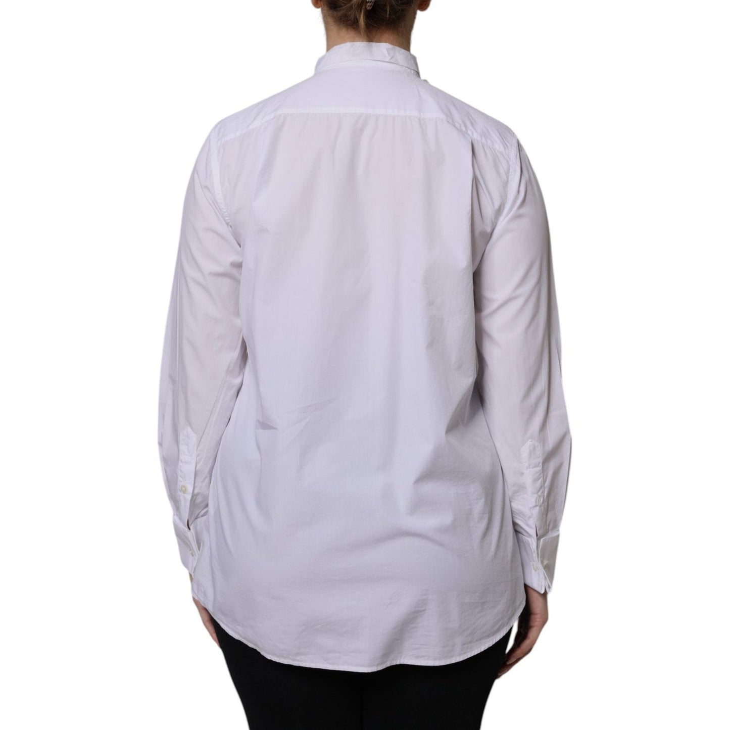 Dolce & Gabbana White Ascot Collar Long Sleeve Blouse Top TSH878633-38