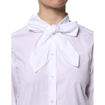 Dolce & Gabbana White Ascot Collar Long Sleeve Blouse Top TSH878633-38