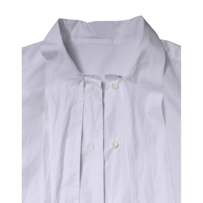Dolce & Gabbana White Ascot Collar Long Sleeve Blouse Top