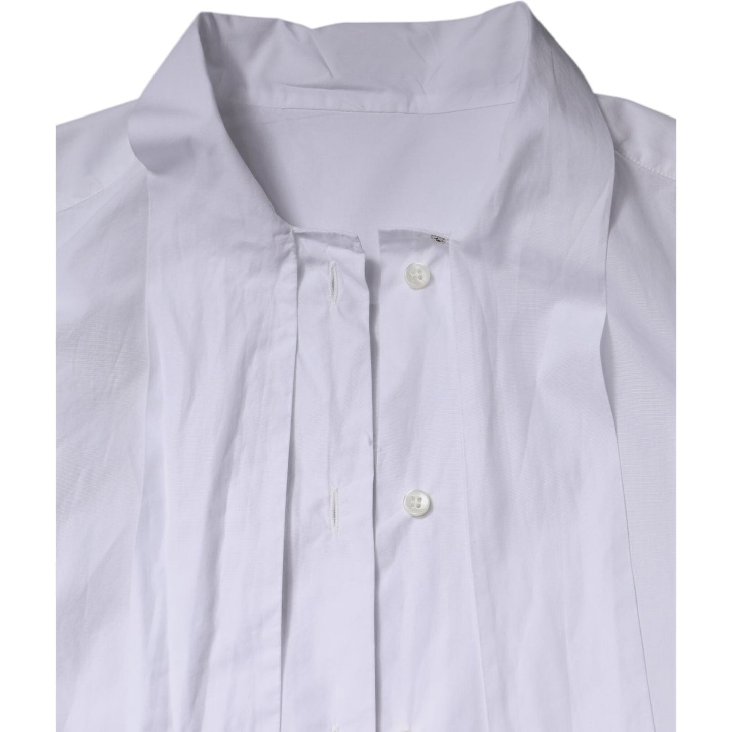 Dolce & Gabbana White Ascot Collar Long Sleeve Blouse Top TSH878633-38