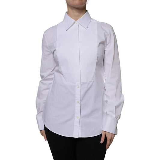 Dolce & Gabbana White Cotton Dress Collared Dress Shirt Top TSH878635-46