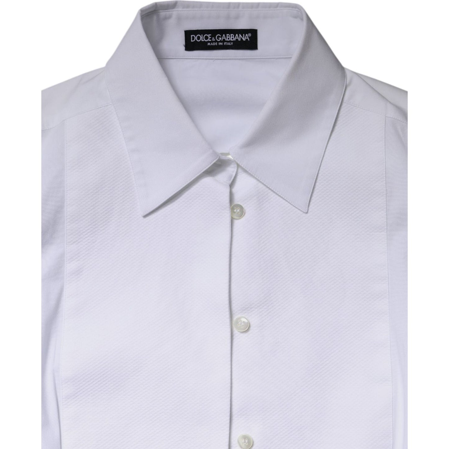 Dolce & Gabbana White Cotton Dress Collared Dress Shirt Top TSH878635-46