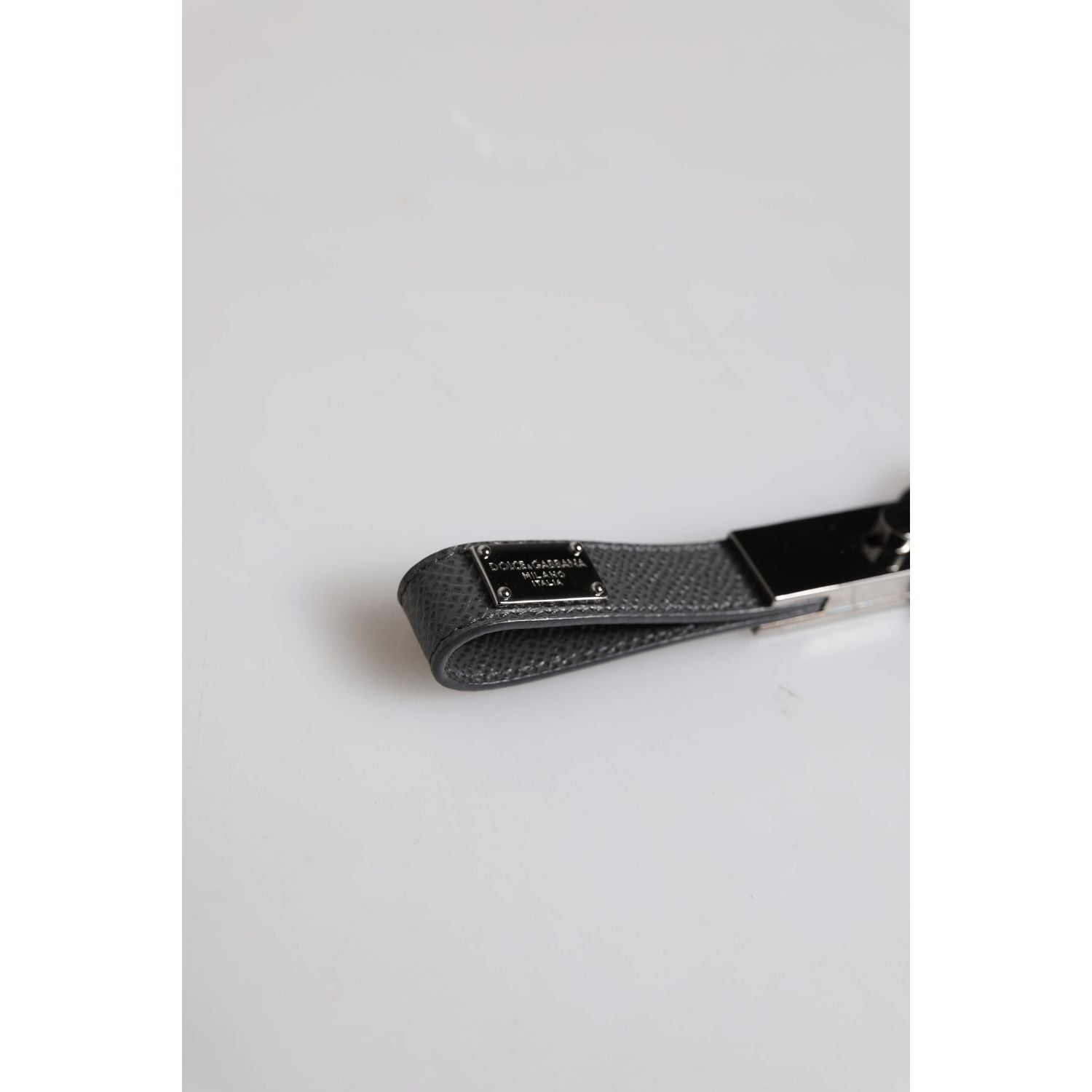 Dolce & Gabbana Brown Leather DG Plaque Double Keyring Holder Keychain