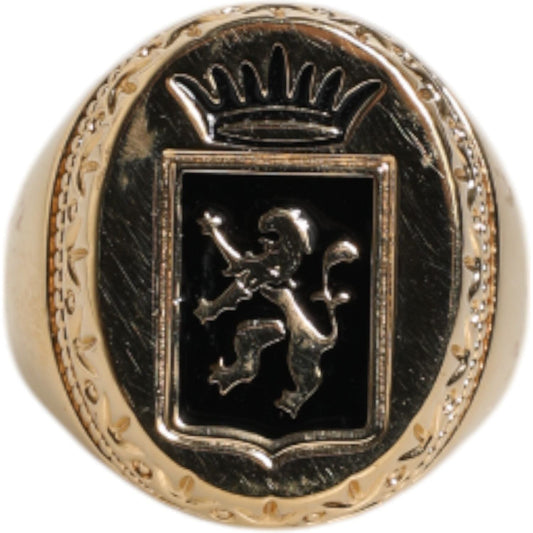 Dolce & Gabbana Gold Tone Engraved Logo Two Color Jewelry Ring 1728,67345645728,Dolce & Gabbana,Gold,Jewelry,Material: 100% Real Brass,Men,Men - Jewelry,Preowned / Defect,Rings - Men - Jewelry,S Dolce & Gabbana SMY10472-S