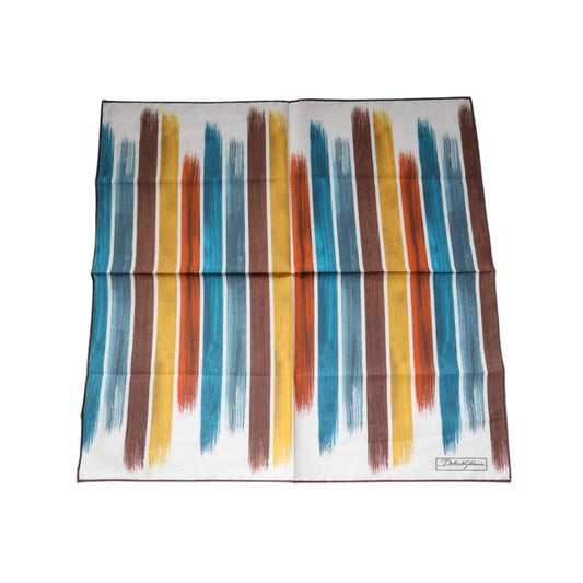 Dolce & Gabbana Multicolor Stripes Cotton Square Foulard Scarf MS7198