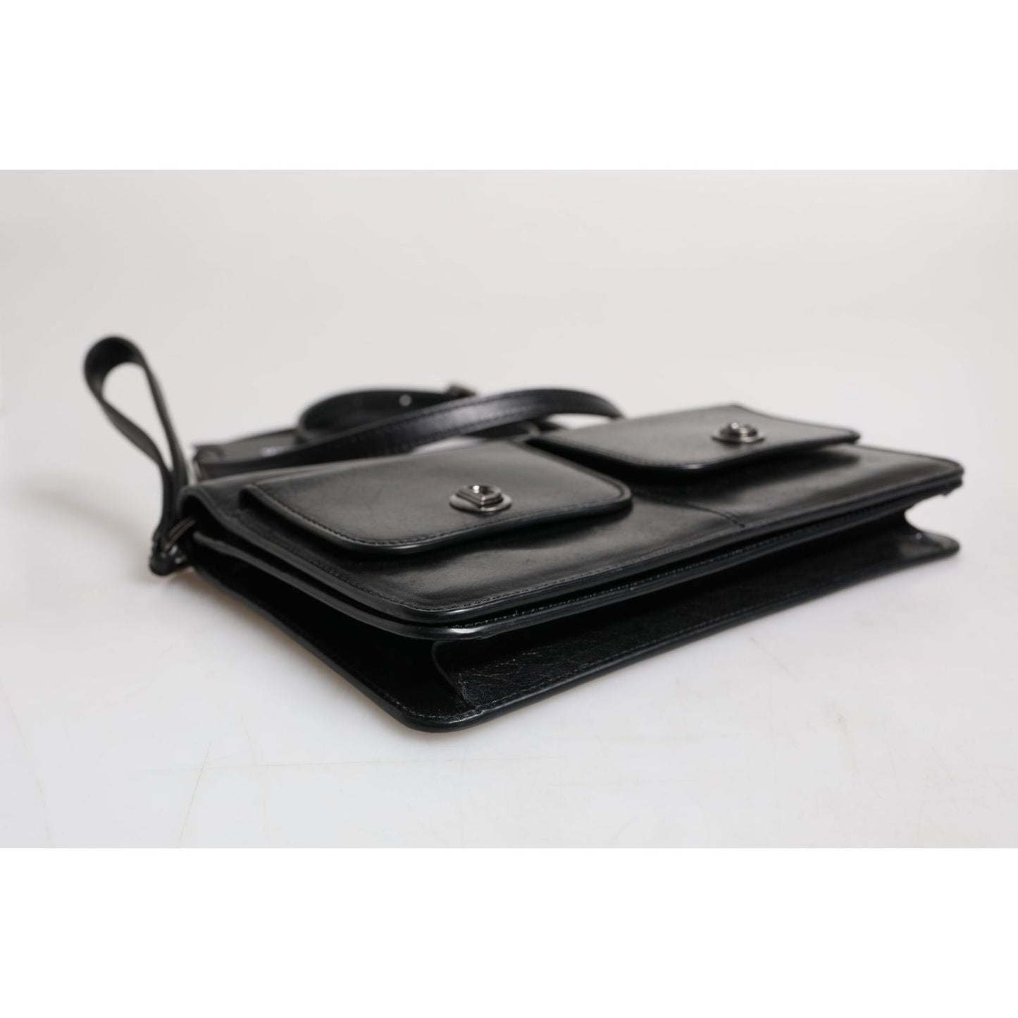 Dolce & Gabbana Black Leather Logo Purse Shoulder Crossbody Bag