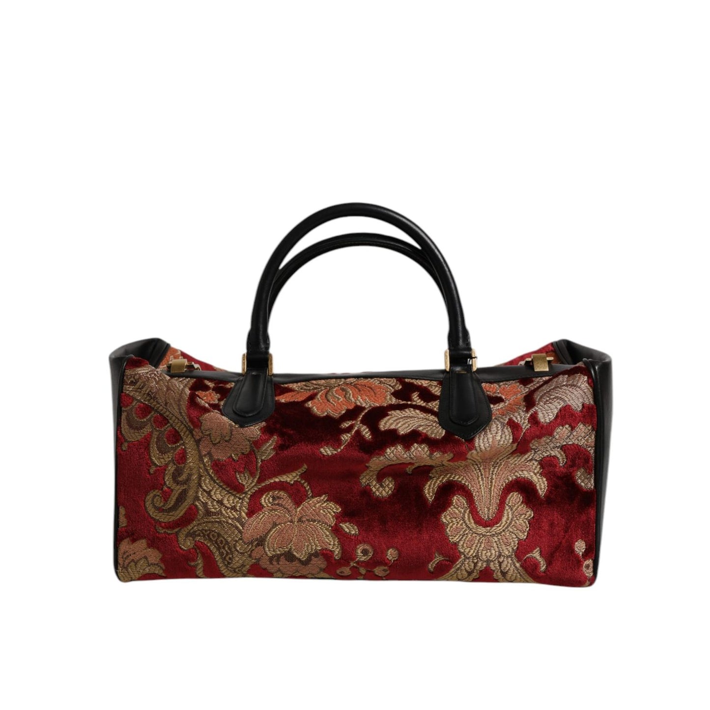 Dolce & Gabbana Multicolor Leather Brocade Velvet Travel Duffle Tote Bag