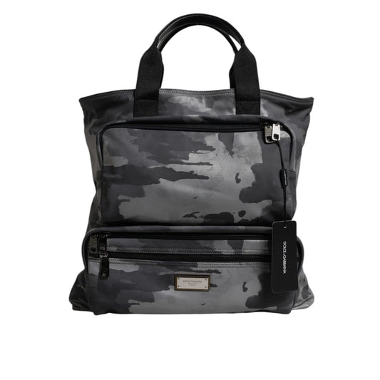 Dolce & Gabbana Black Camouflage Shoulder Strap Logo Plaque Bag