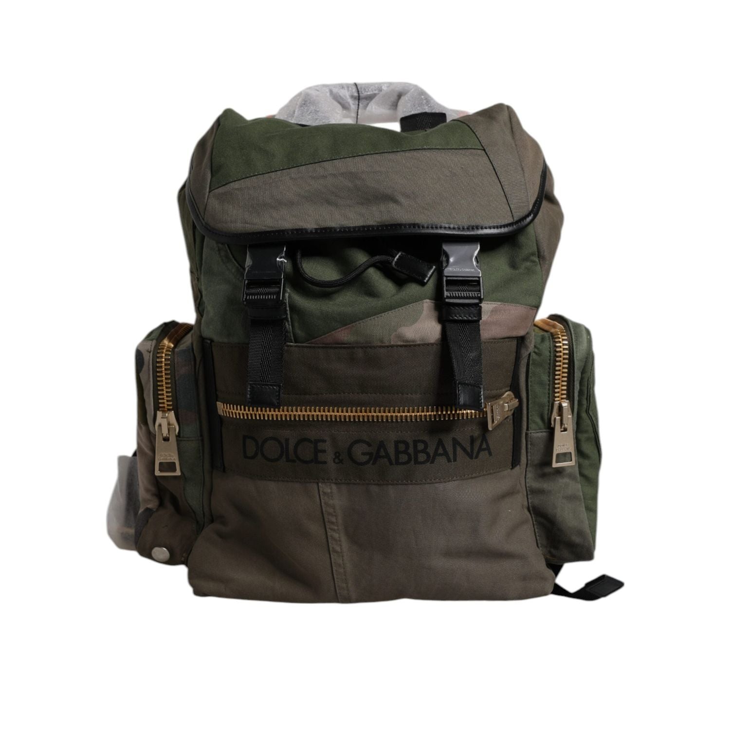 Front view with bag zipped and handles upright.