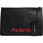 Dolce & Gabbana Black #DGFamily Embellished Leather Clutch Bag BAG4280