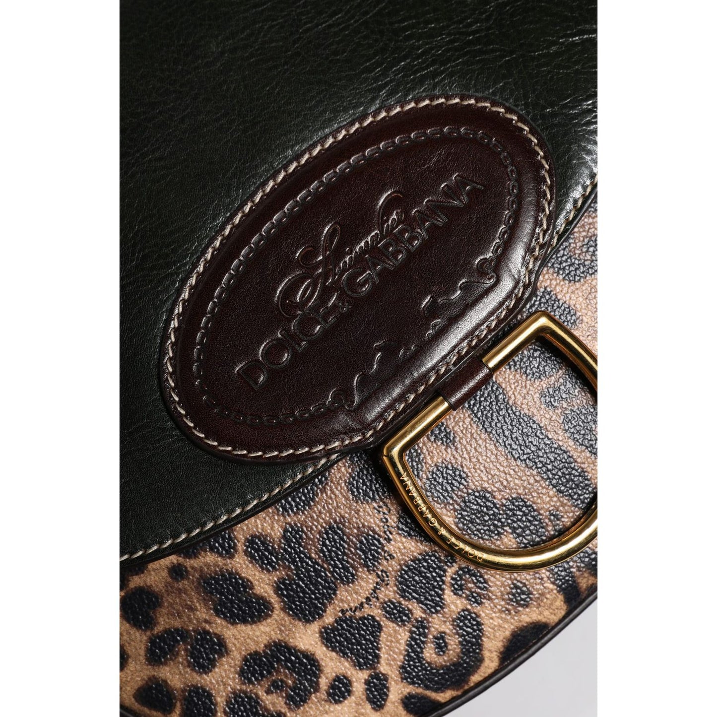 Dolce & Gabbana Black Brown Leopard Leather Shoulder Strap Bag
