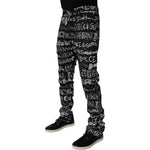 Dolce & Gabbana Black Cotton Logo Print Straight Denim Jeans PAN75137-48