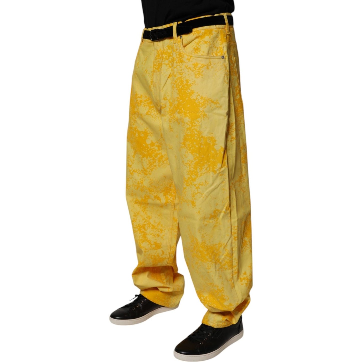 Dolce & Gabbana Yellow Tie Dye Cotton Straight Denim Jeans PAN75140-50