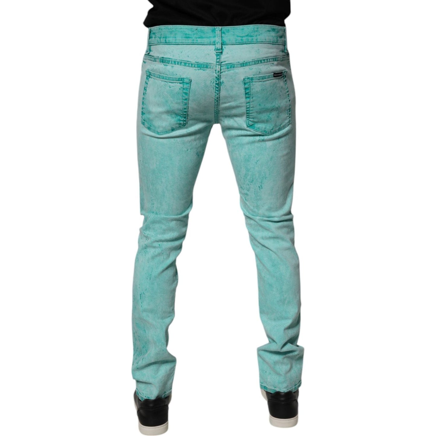 Dolce & Gabbana Green Tie Dye Cotton Skinny Men Denim Jeans PAN75142-48