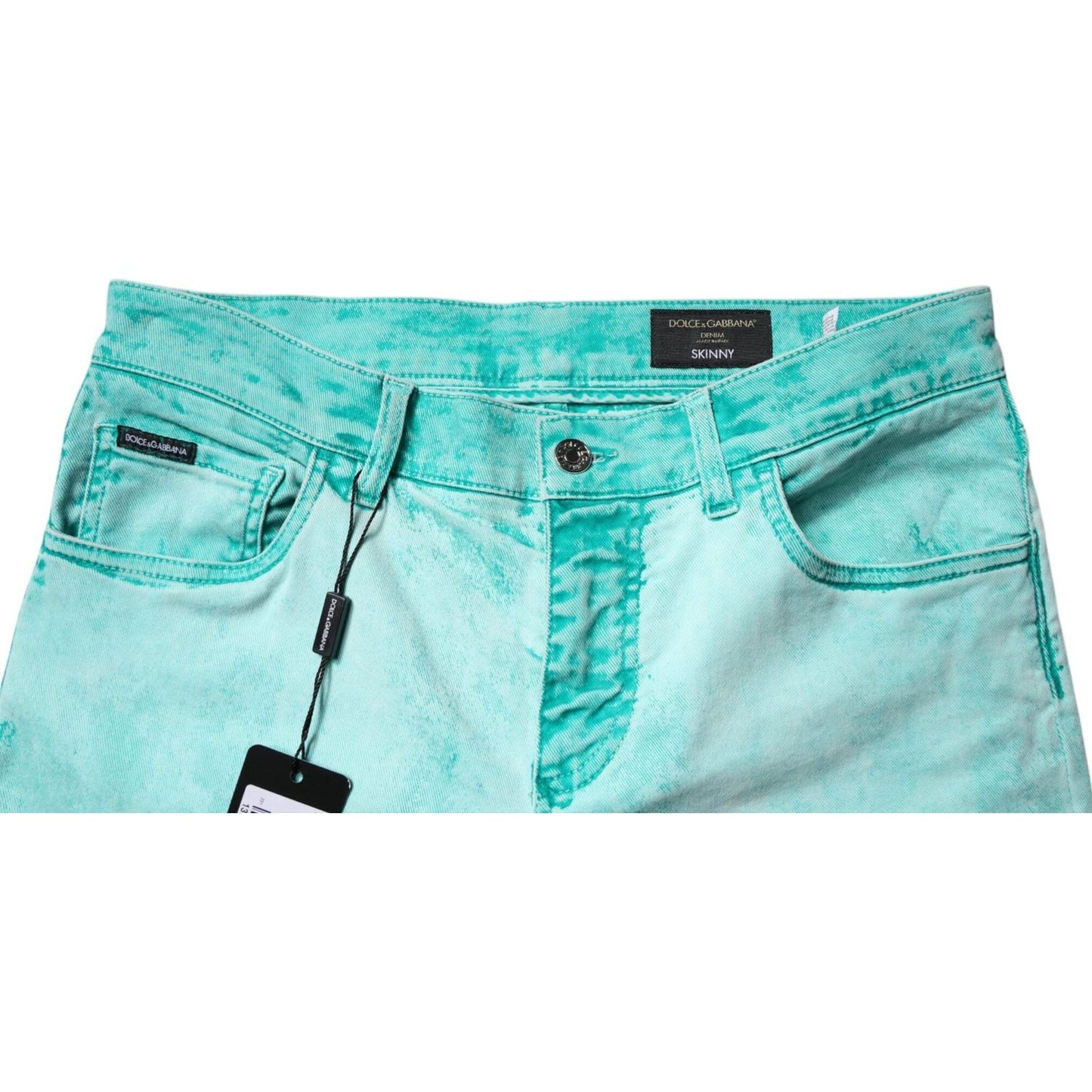 Dolce & Gabbana Green Tie Dye Cotton Skinny Men Denim Jeans PAN75142-48