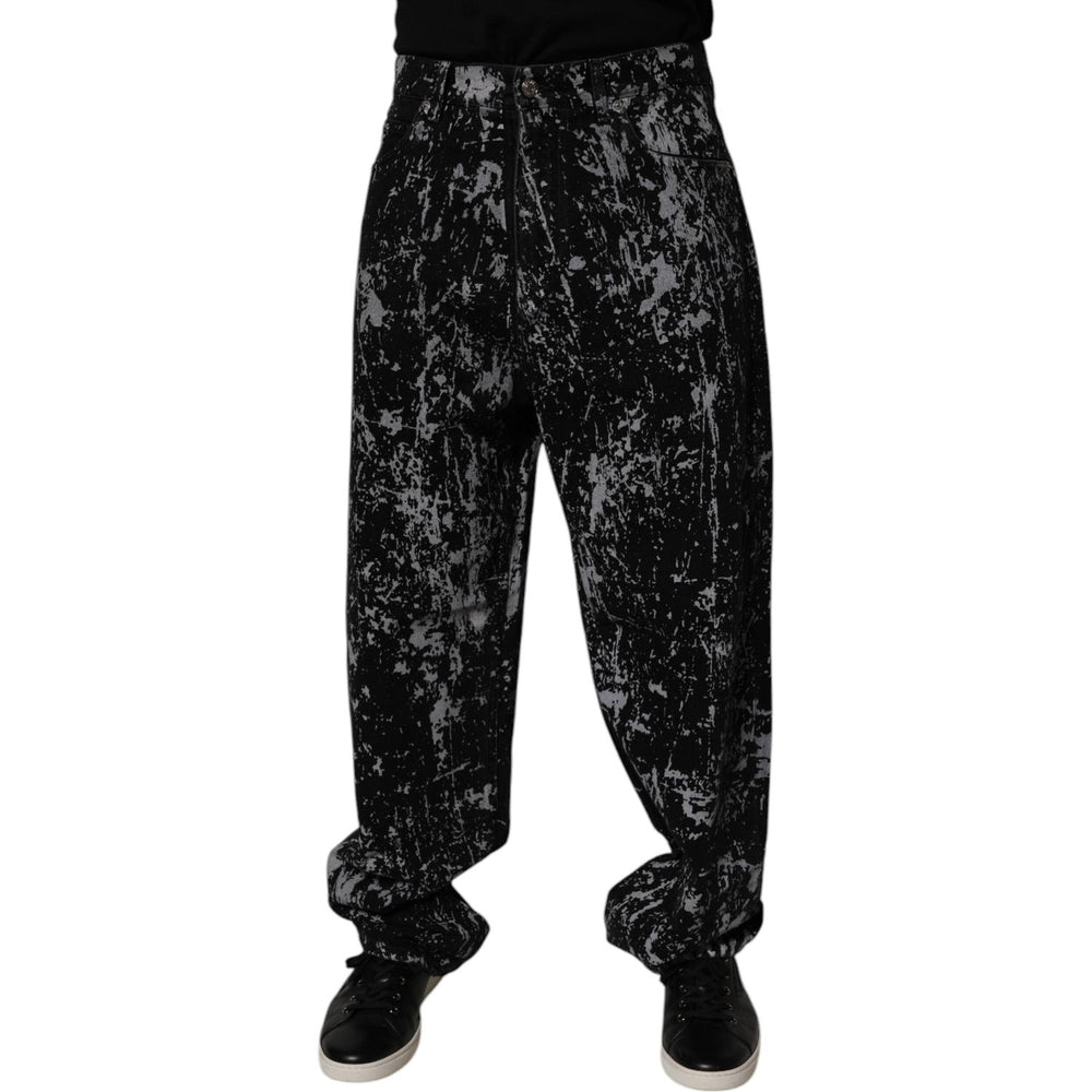 Dolce & Gabbana Black Tie Dye Cotton Straight Men Denim Jeans PAN75152-48