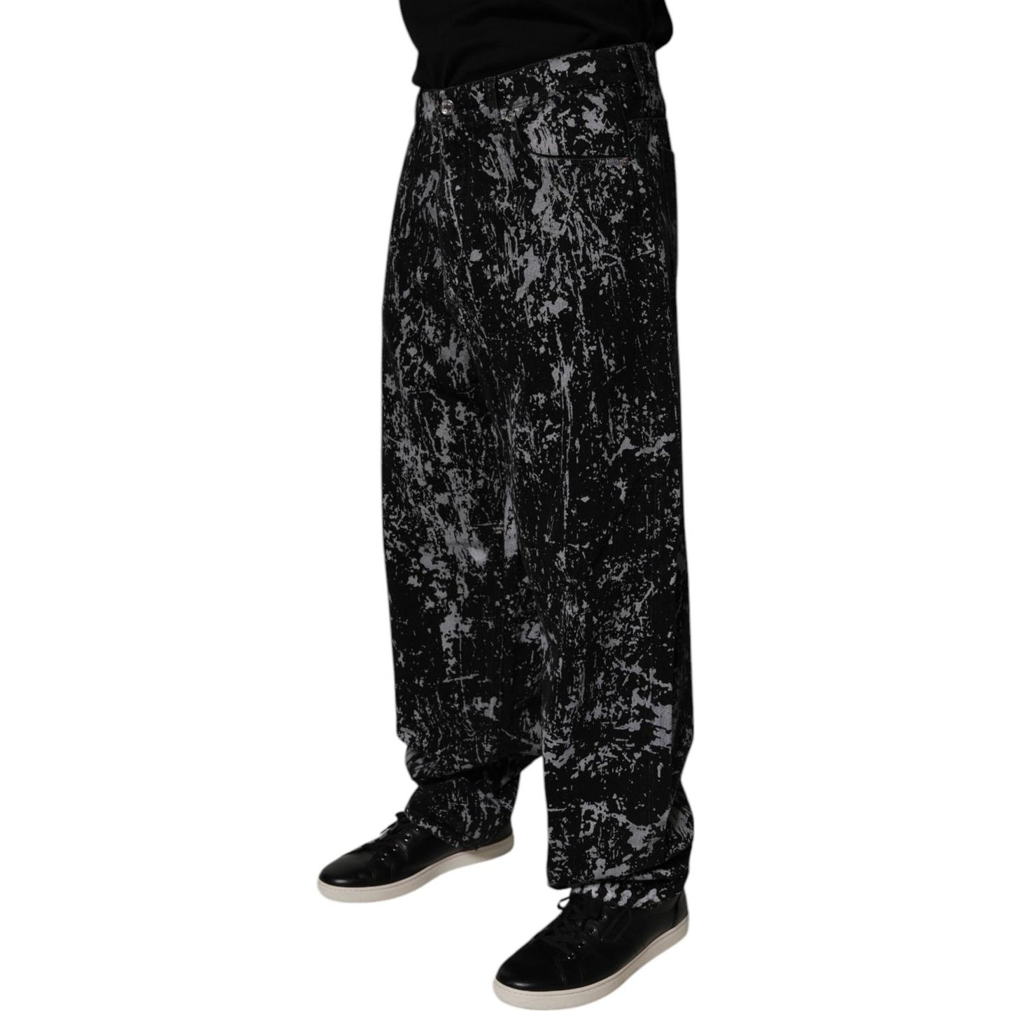 Dolce & Gabbana Black Tie Dye Cotton Straight Men Denim Jeans PAN75152-48